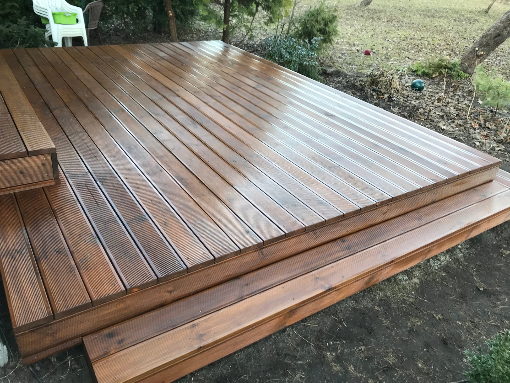 Terrace deck 4mx3m, with steps on two sides - Mobile Terraces