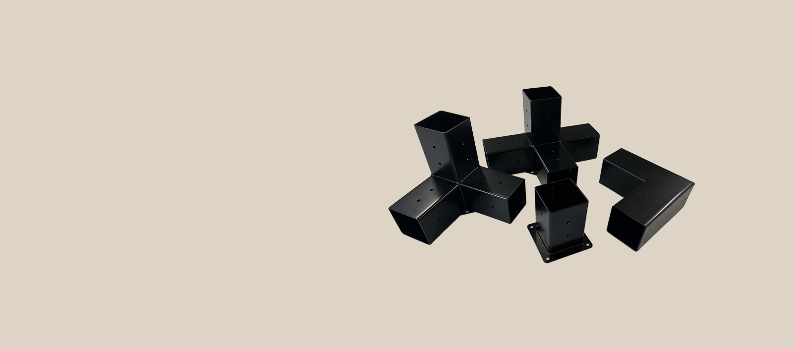 Black metal connectors or brackets for pergolas, canopiesslider_item_DWwA7B