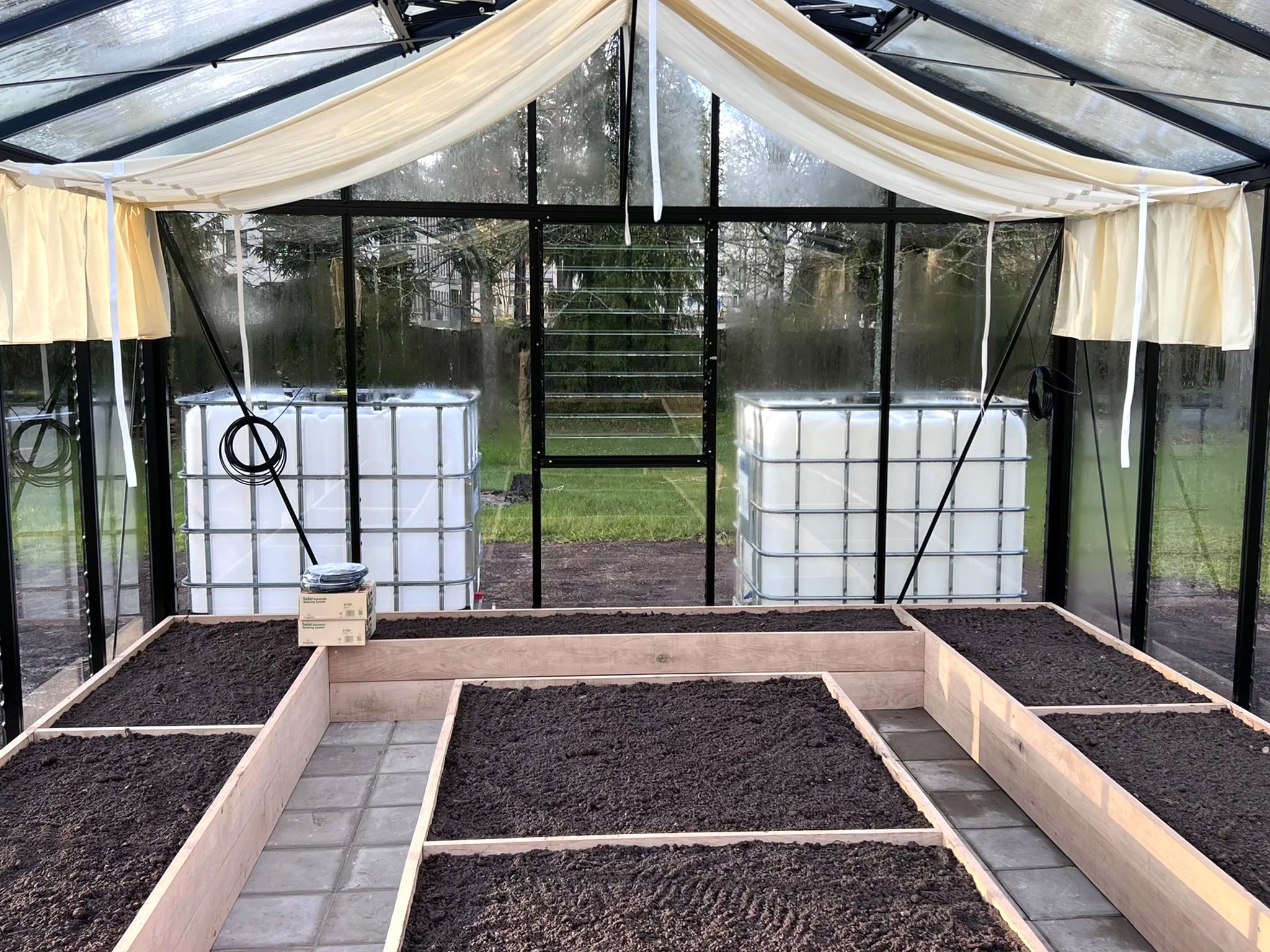 Greenhouse and Garden Raised Beds (Wood).