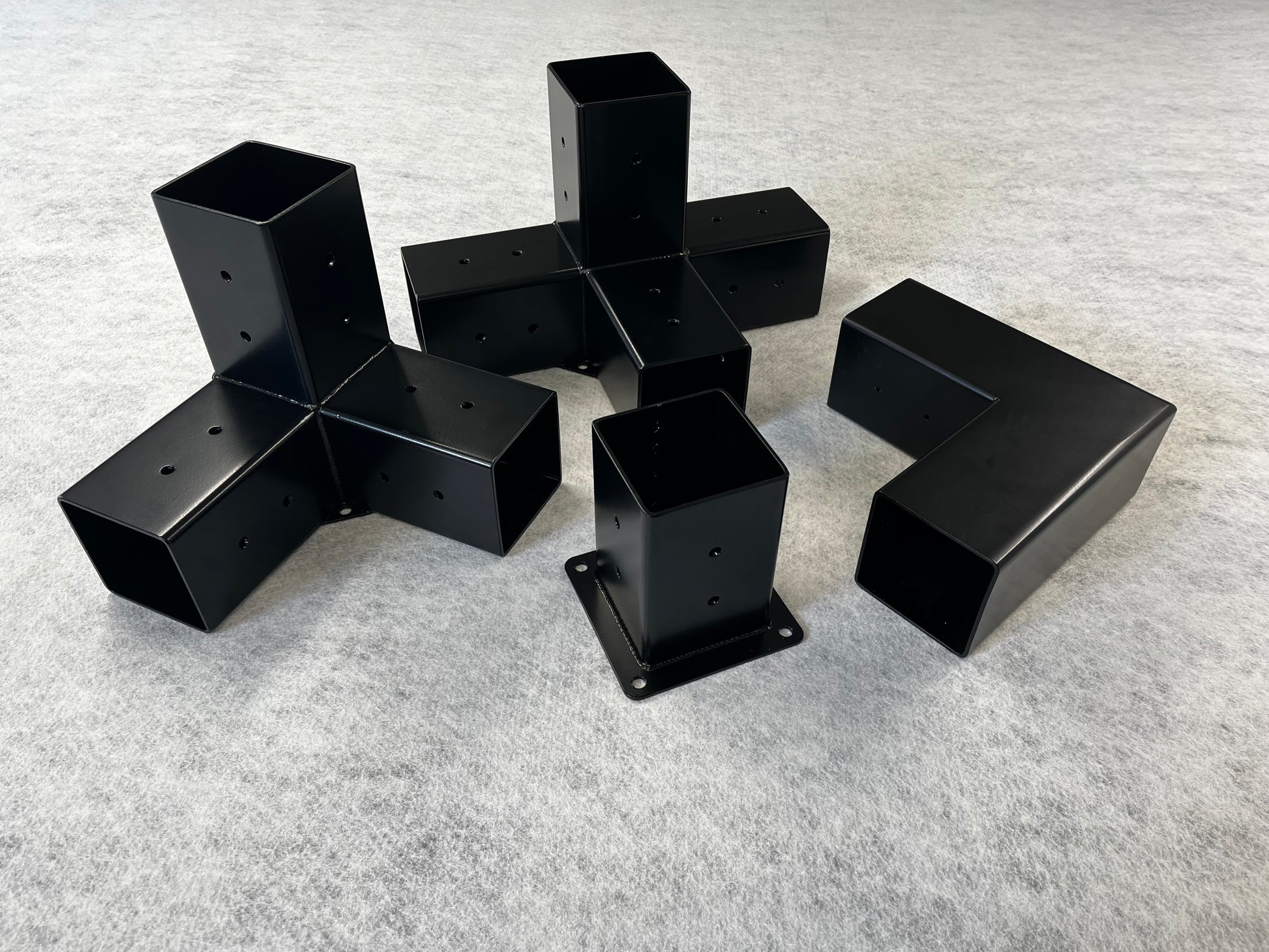 Black metal brackets