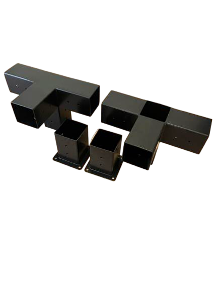 Terases Canopy Extender Kit for 95x95mm lumber, showing assembled aluminum extension with mounting brackets and hardware.