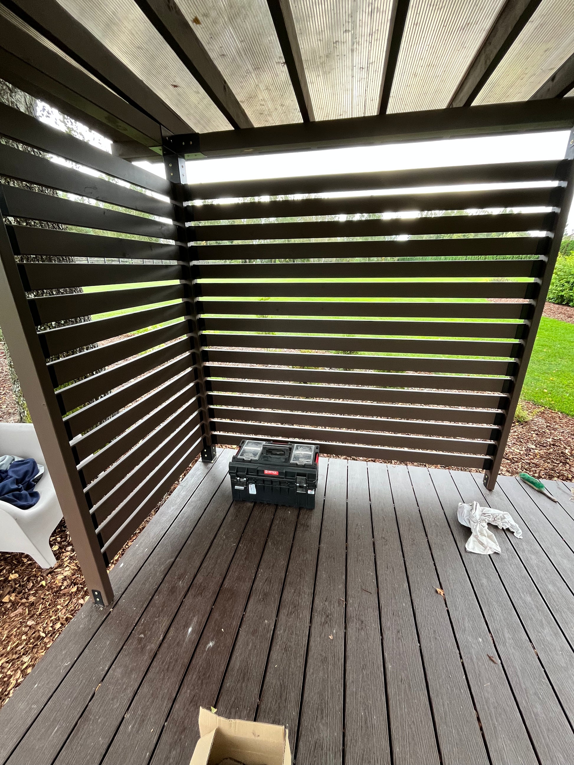 Windbreak/privacy walls from wood.
