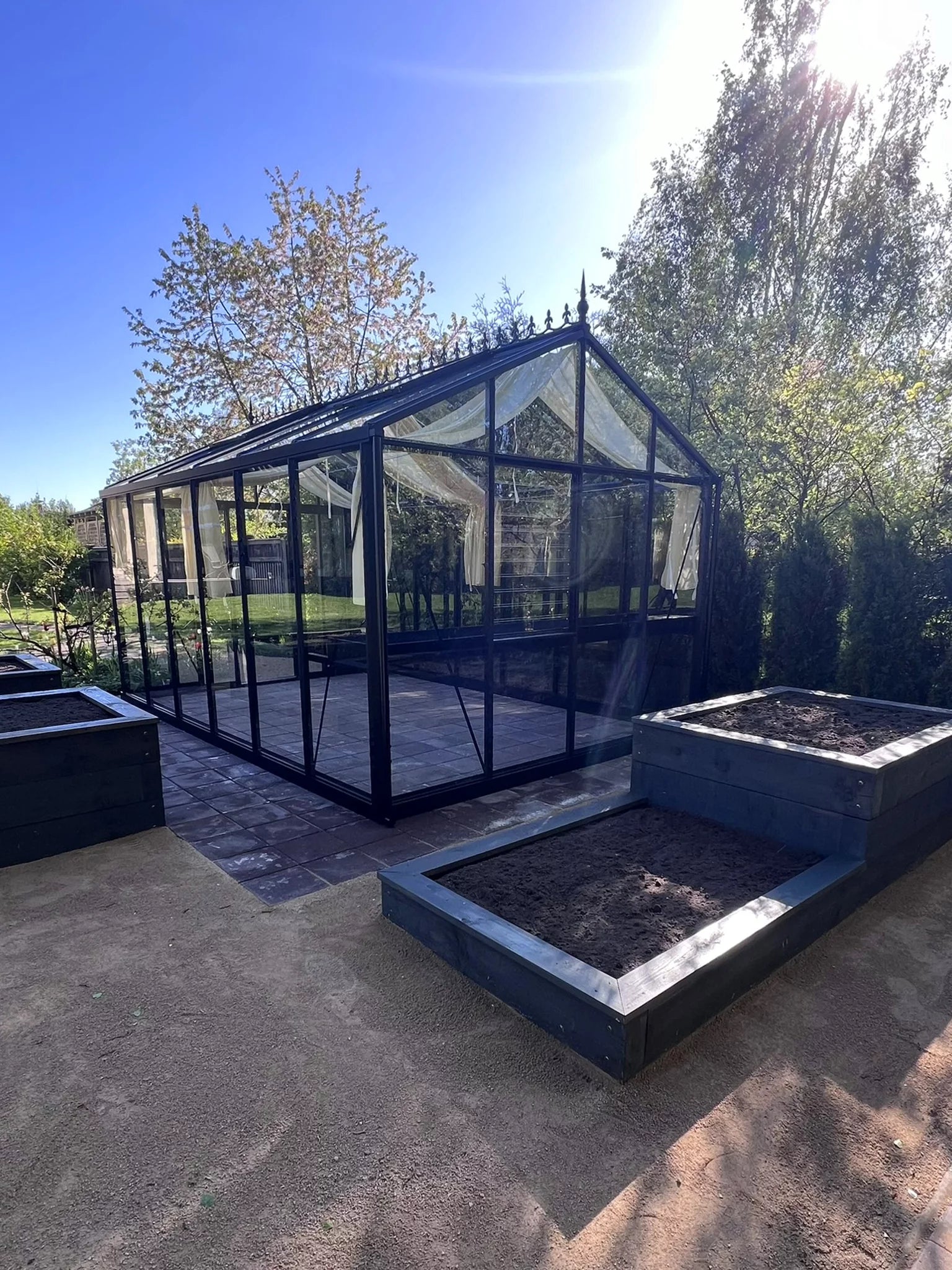 Greenhouse and Garden Raised Beds (Wood).